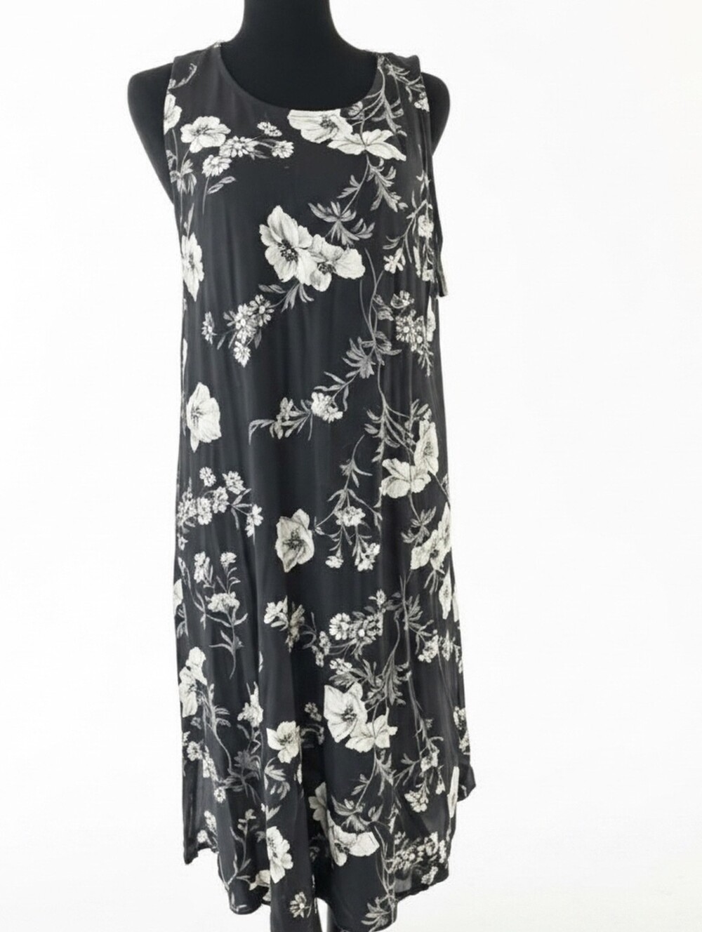 NWT Black Floral Sleeveless Midi Dress Old Navy Sz L